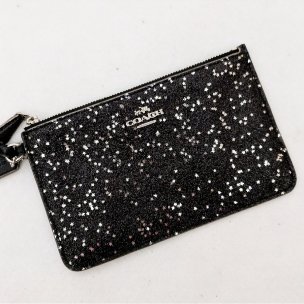 Coach Black Glitter Star Wristlet
